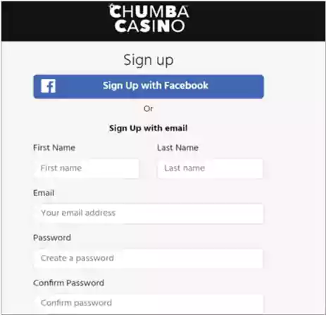 Chumba Casino Account Creation Page