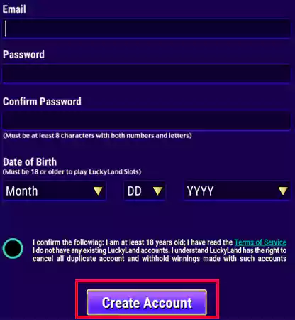 Click on Create Account