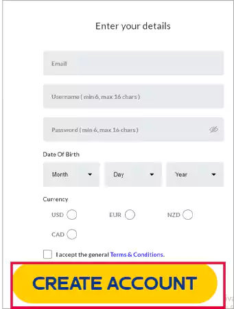 Create Account Option