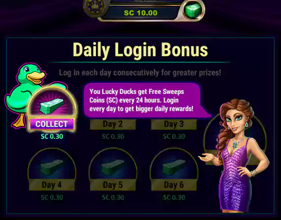 Daily Login Bonus on LuckyLand