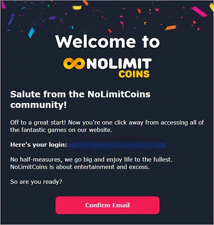 NoLimitCoins Confirmation Gmail
