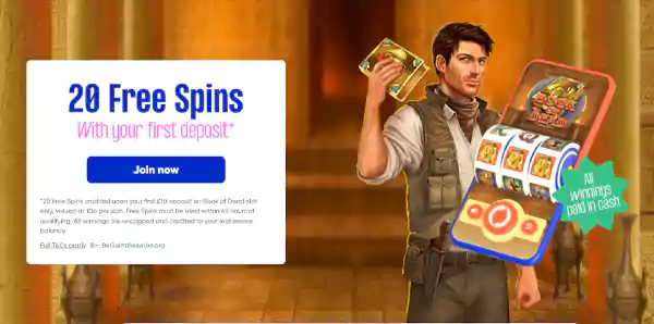 MrQ offers 20 free spins as a welcome bonus