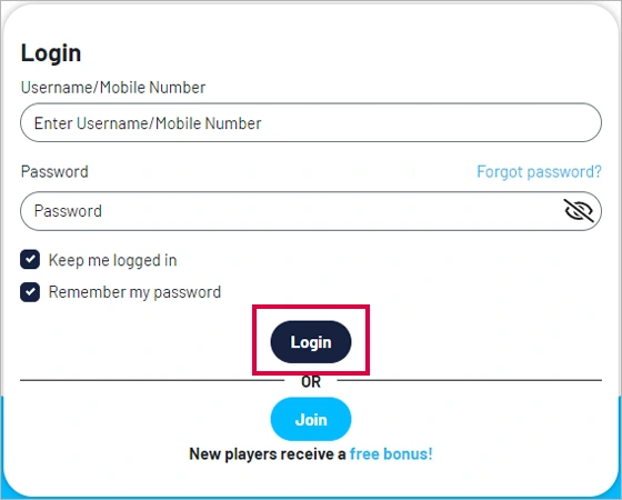 Enter credentials then Select Login